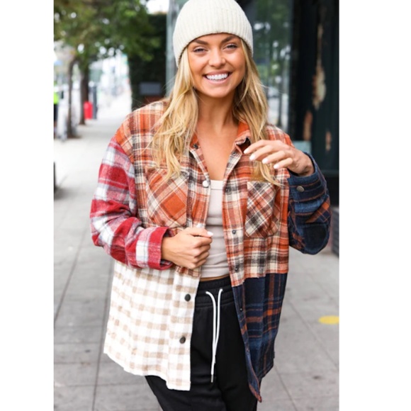 Haptics Plaid Patchwork Shaket - Picture 4 of 4